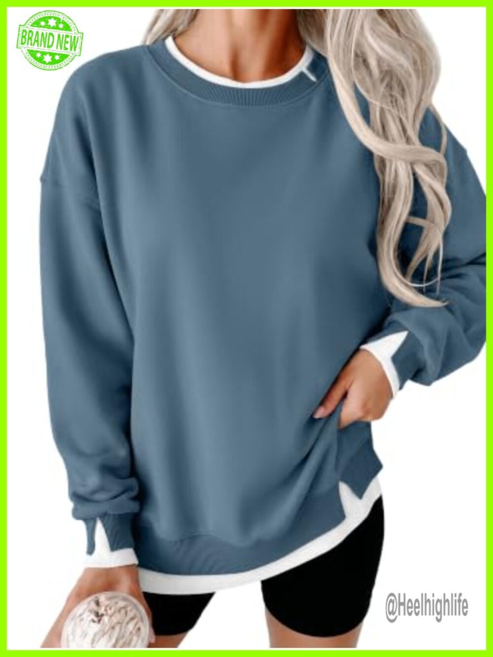 Oversized Crew Neck Sweatshirt Pullover Fleece Long Sleeve Fall Top